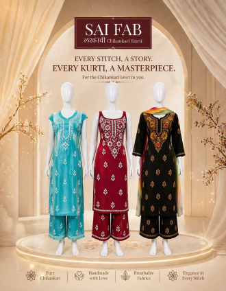 SAI FAB LUCKNOWI CHAIKANKARI KURTI
